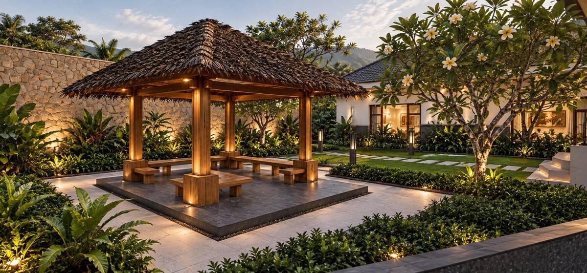 Aroha by Caper villa garden gazebo