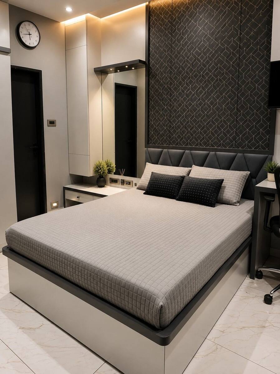 Maharaja Heights bed and wardrobe detail