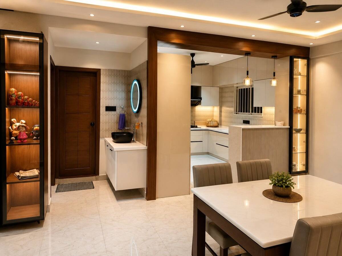 Sri Nandhana Galaxy dining area with display shelving and powder counter