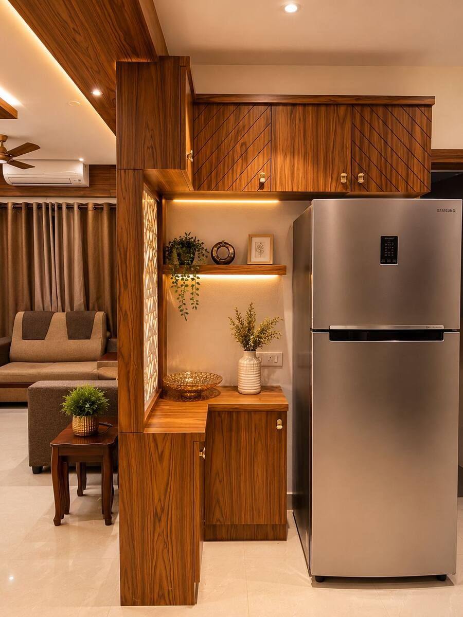 Pinnacle Castle kitchen display nook and refrigerator alcove in daylight