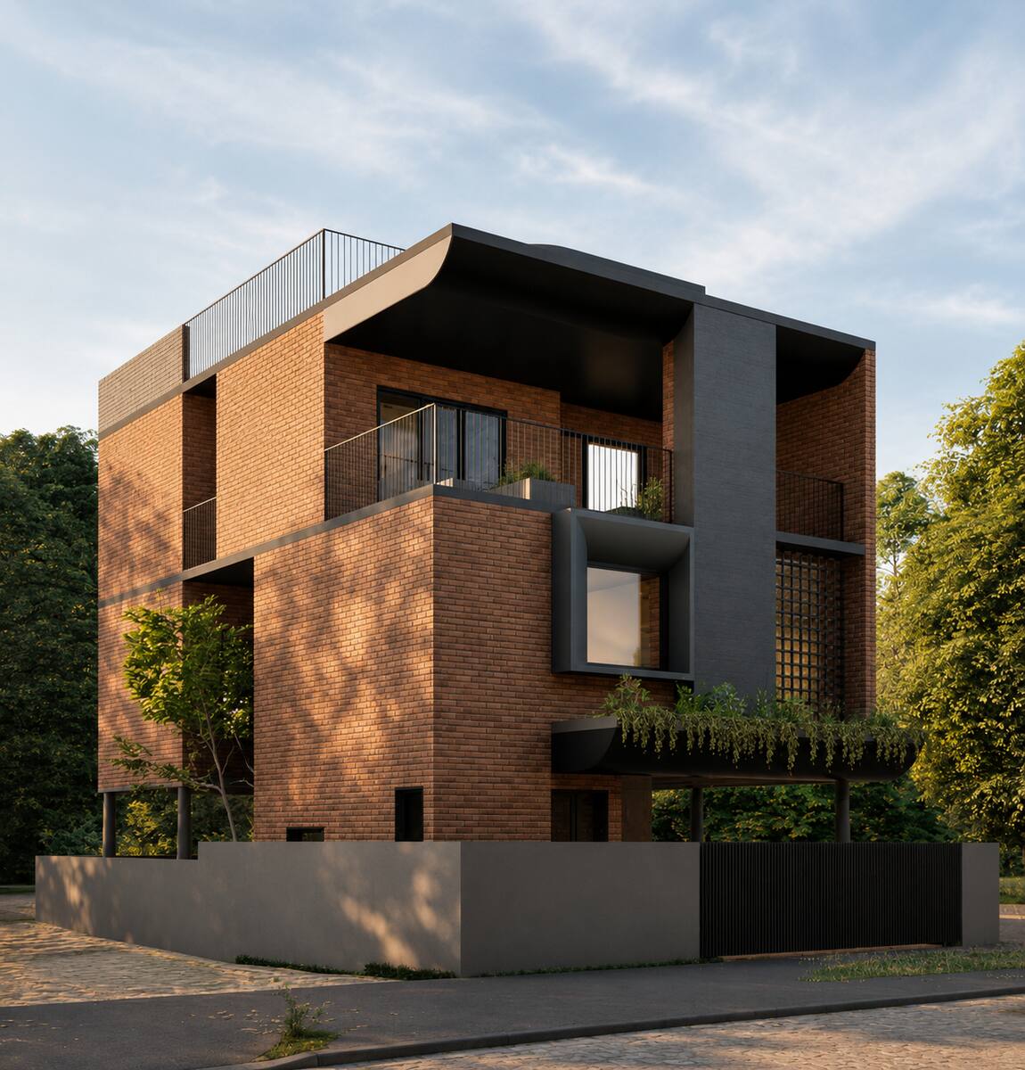 Shimoga Residence proposed brick and steel exterior render