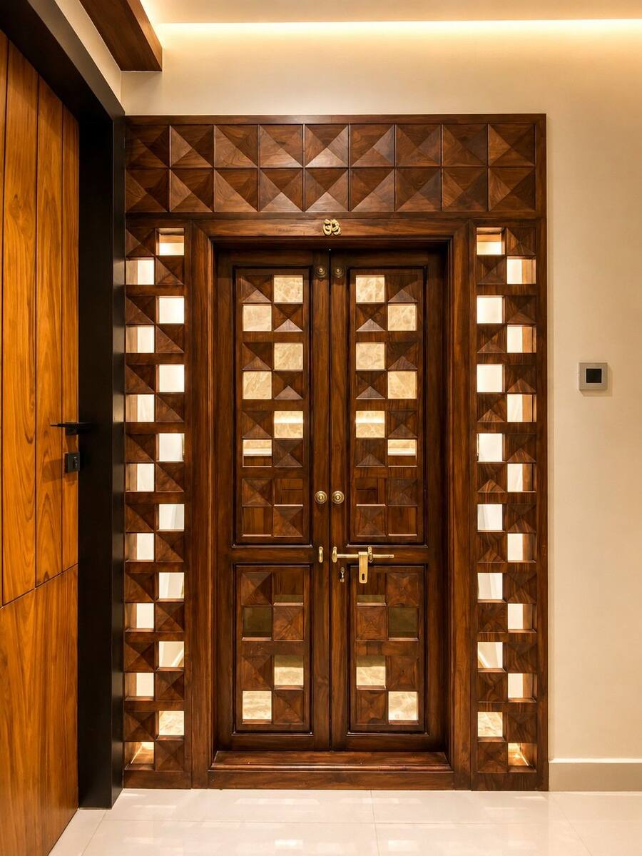 Vandeep Residence carved teak entrance door
